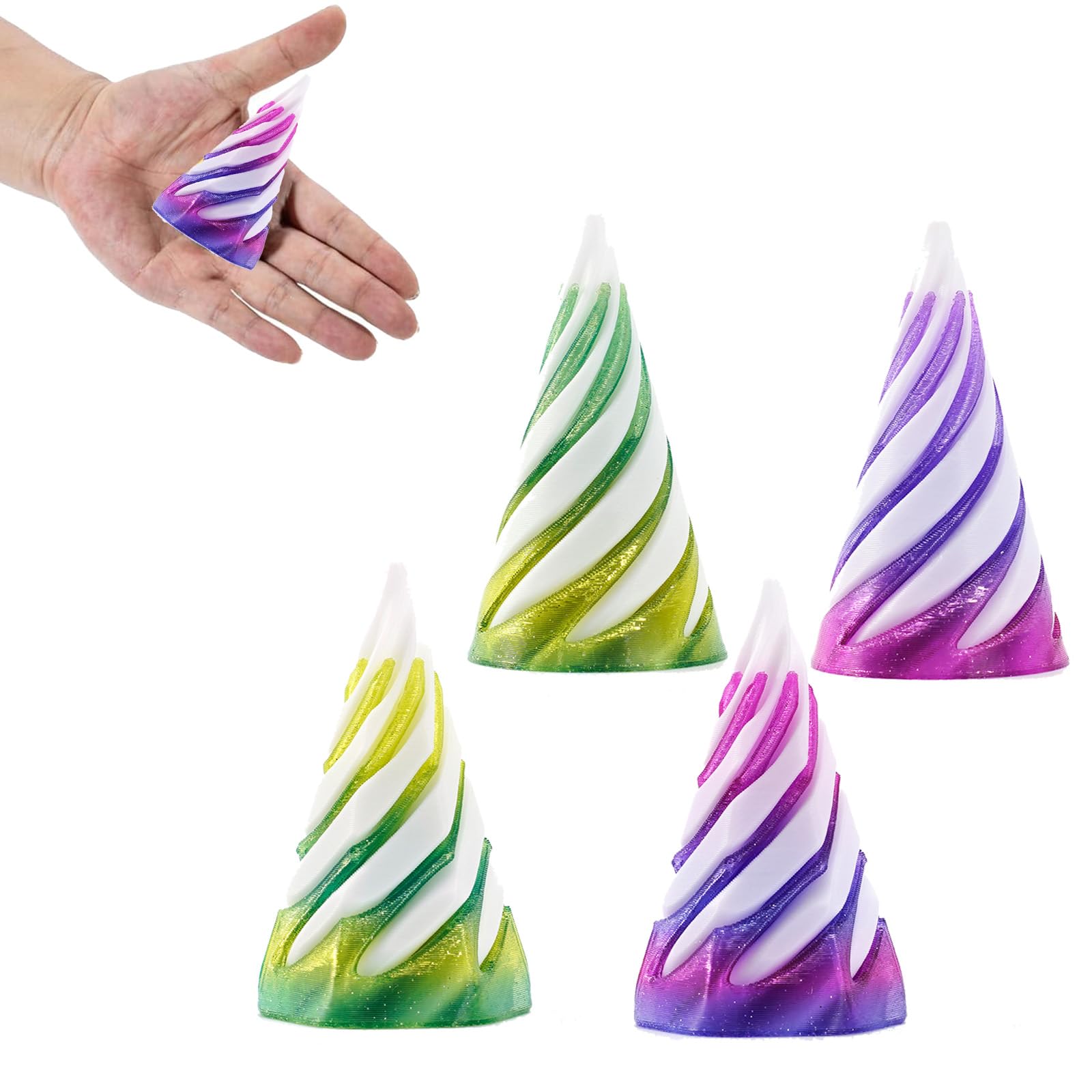 4 Pieces Spiral Cone Fidget Toy, 3D Printed Toys, Impossible Cone Fidget Toy