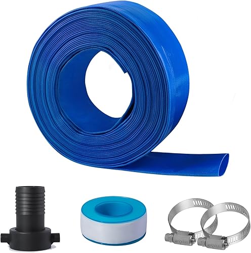 Eastrans Kit de manguera de retrolavado de piscina de 2 pulgadas x 50 pies con adaptador NPT hembra, manguera de bomba de descarga resistente para