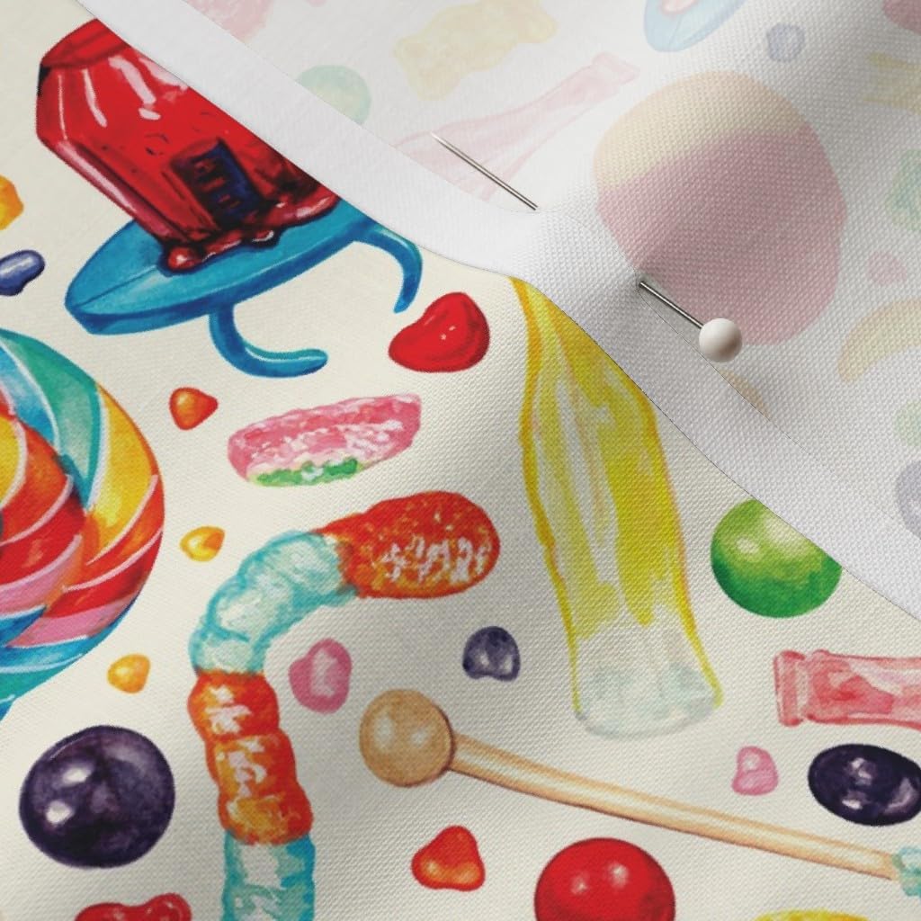 Spoonflower Fabric - Candy White Vintage Cute Retro Children Sweet Food Kawaii Printed on Petal Signature Cotton Fabric by The Yard - Sewing Quilting Apparel Crafts Decor