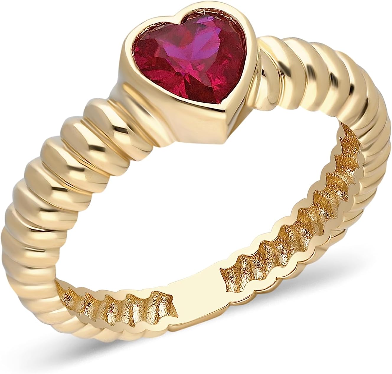 14k Solid Gold Heart Shape Natural Ruby Ring | 14k Gold Ruby Beveled Ring | Heart Ring for Women's | Red Ruby Ring | Dainty Minimal Ring