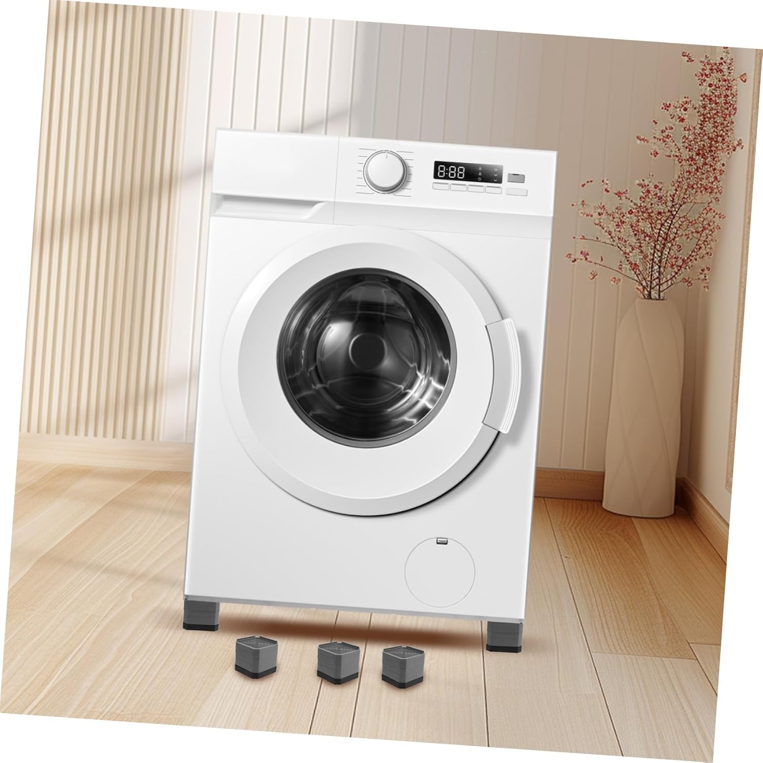 6pcs Table Leg Risers Washer Dryer Pedestal Vibration Mat Cabinet Riser Bed Replacement Feet Dryer Plastic Mat for Washer