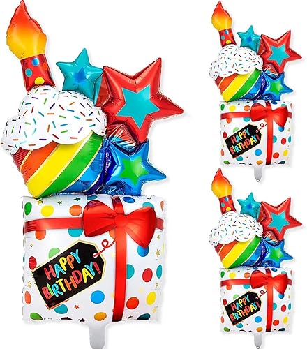 Globo de feliz cumpleaños, 3 globos impresos de feliz cumpleaños de 43 pulgadas, globo grueso grande de Mylar para fiesta de cumpleaños, suministros disponible en Yaxa Peru