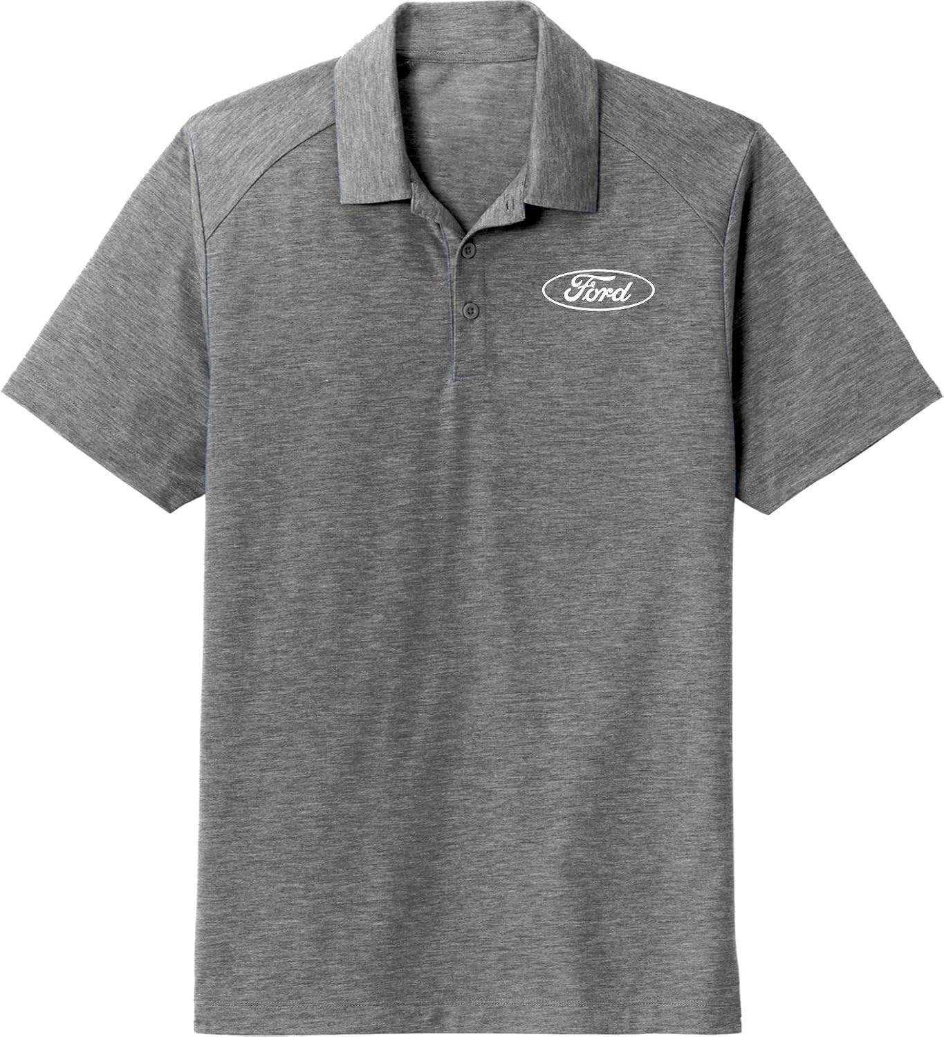 White Ford Oval Crest Chest Print Tri Blend Wicking Polo Shirt