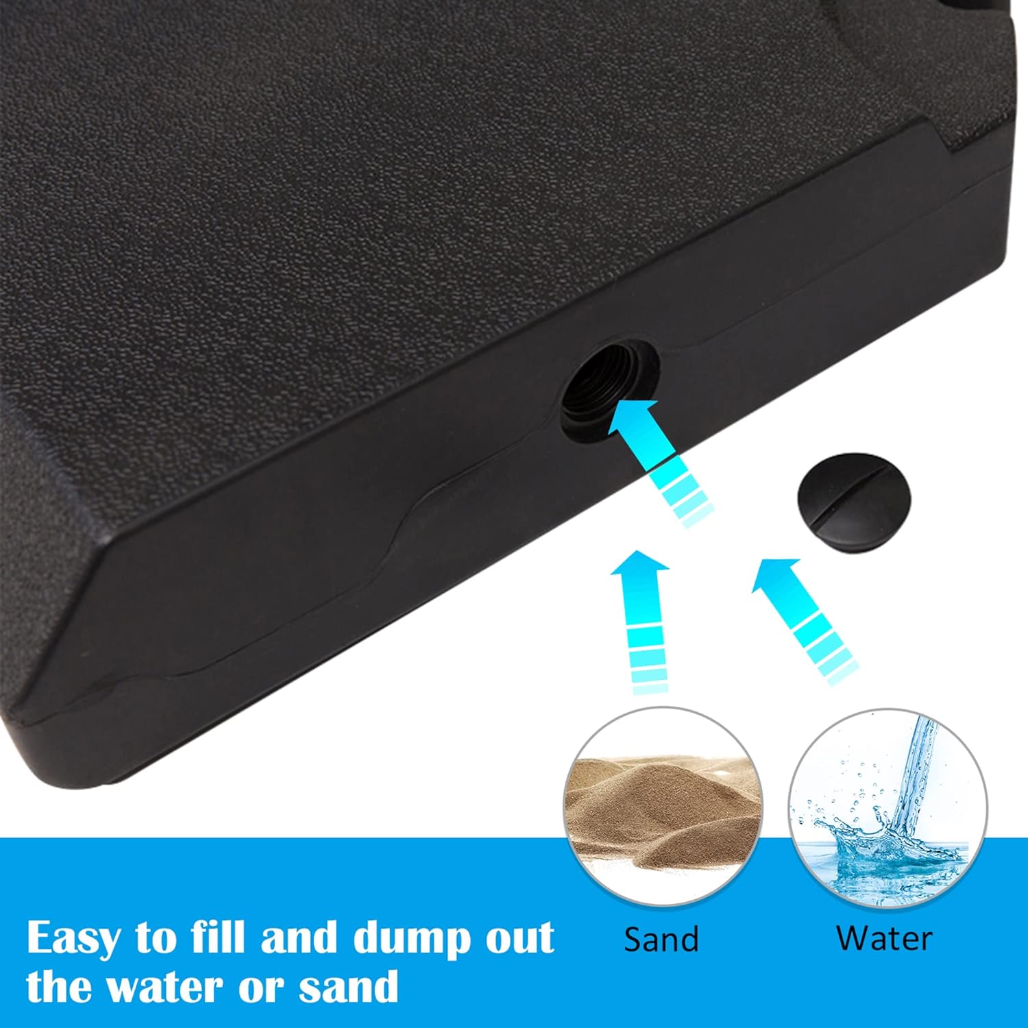 Outsunny 4-Piece Heavy Duty Cantilever Offset Umbrella Stand Base Weight, 264 lb. Capacity, Easy to Fill with Water or Sand