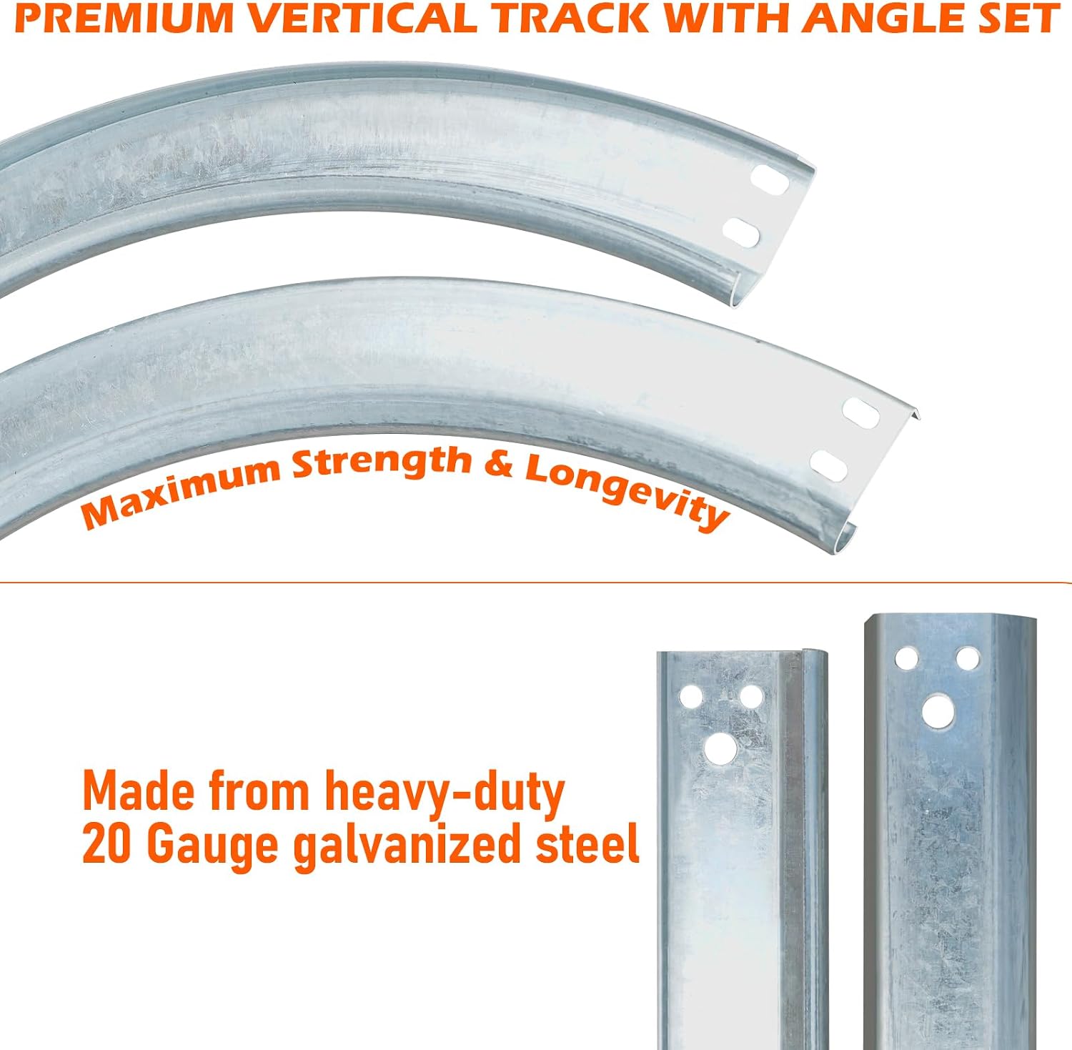 w/15 Radius Garage Door Track for 7' Door | Total Length 7.5FT Garage Curved Track | Suits 2" Pulley | 1.5mm 20 Gauge Steel | Sold in Pair