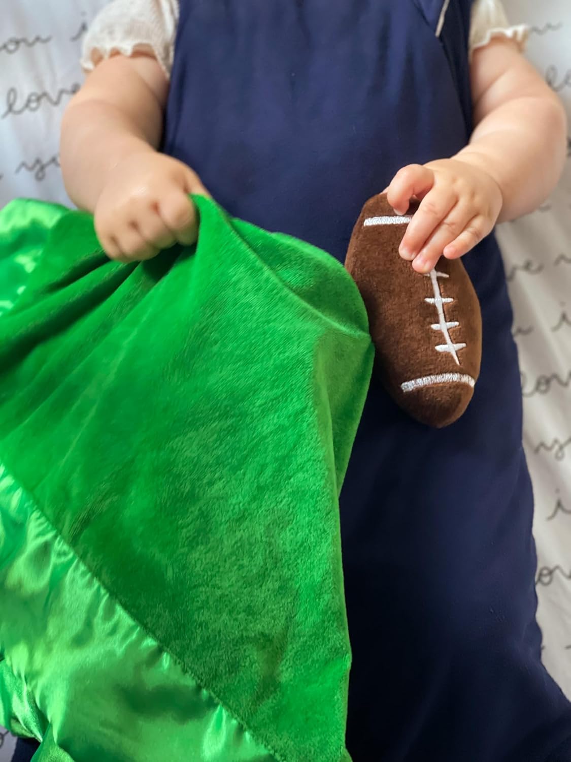 Football Lovey Blanket for Baby | Large 20" x 20" Baby Lovey Unisex | Cute Football Security Blanket for Babies and Toddlers