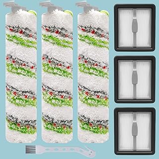6 Pack Brushes and Filters Replacement Compatible with Bissell Crosswave X7 Pet Pro 3279 3277 3011 3055 Multi-Surface Wet-Dry Vacuum, 3 Roller Brushes, 3 HEPA Filters, 1 Cleaning Brush