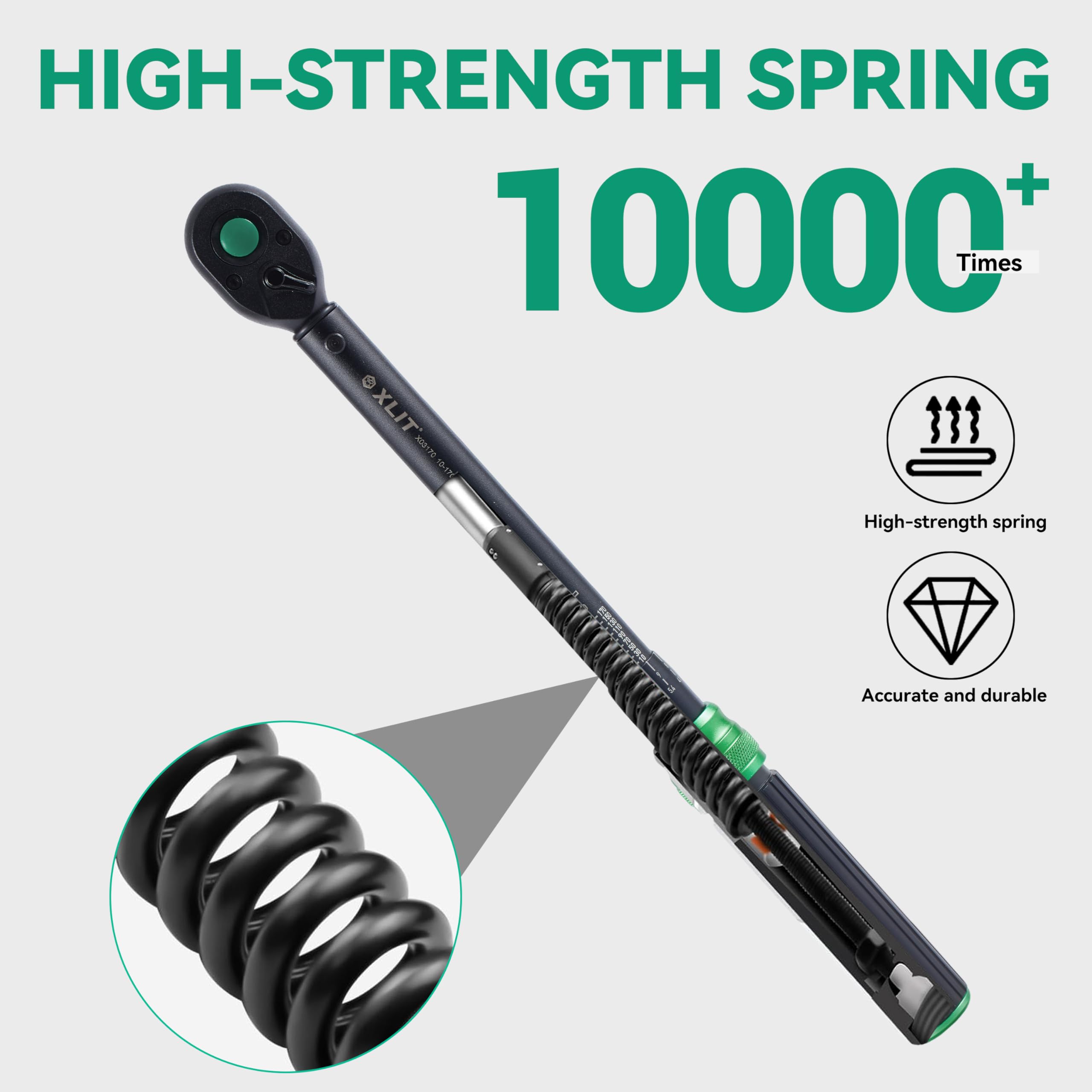Jeu de clés dynamométriques 1/2" 10-170 FT-LB, avec barre d'extension de 12,7 cm, adaptateur 1/2" à 3/8", douilles d'écrou de roue de 17 mm, 19 mm, 21 mm pour l'entretien des pneus de voiture et