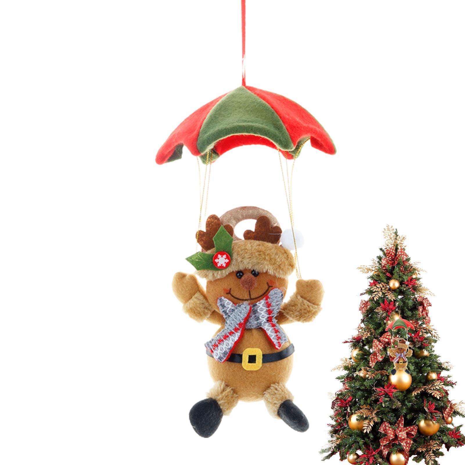 Pisamhid Christmas Parachute Pendant,Christmas Tree Plush Doll | Christmas Tree Decoration Doll Hanging Ornament, Santa Claus/Snowman/Elk Pendant Decor