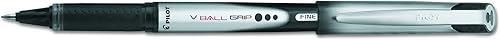 PILOT VBall Grip - Bolígrafos de tinta líquida, punta fina, tinta negra, paquete de 12 (35570), caja de docena (0.028 in - fina)