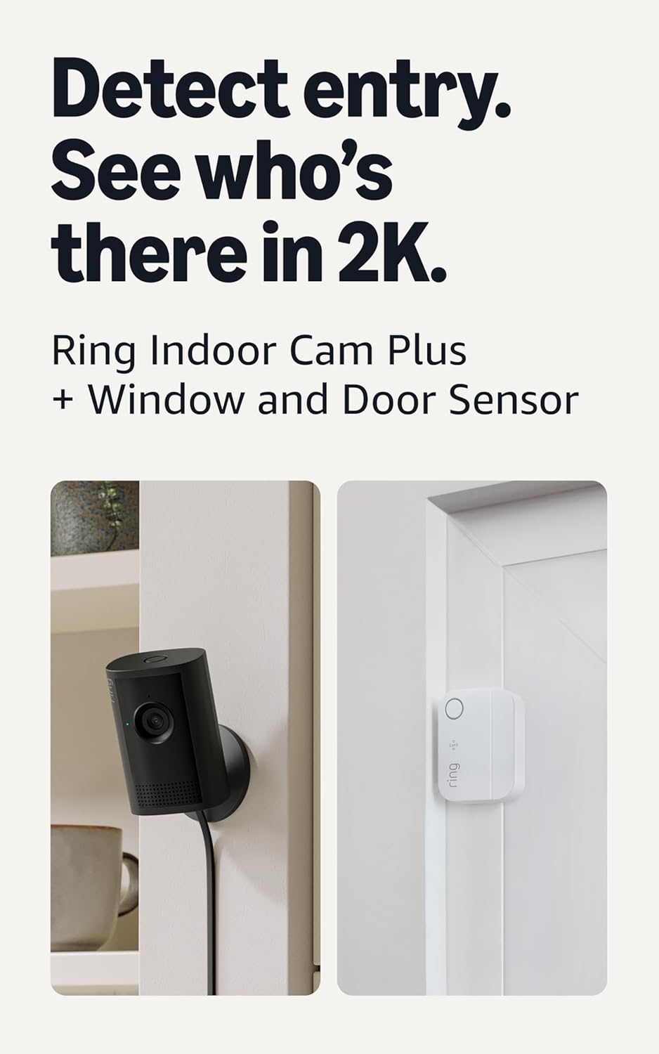 Ring Indoor Cam Plus, Black with Window and Door Sensor (newest model)