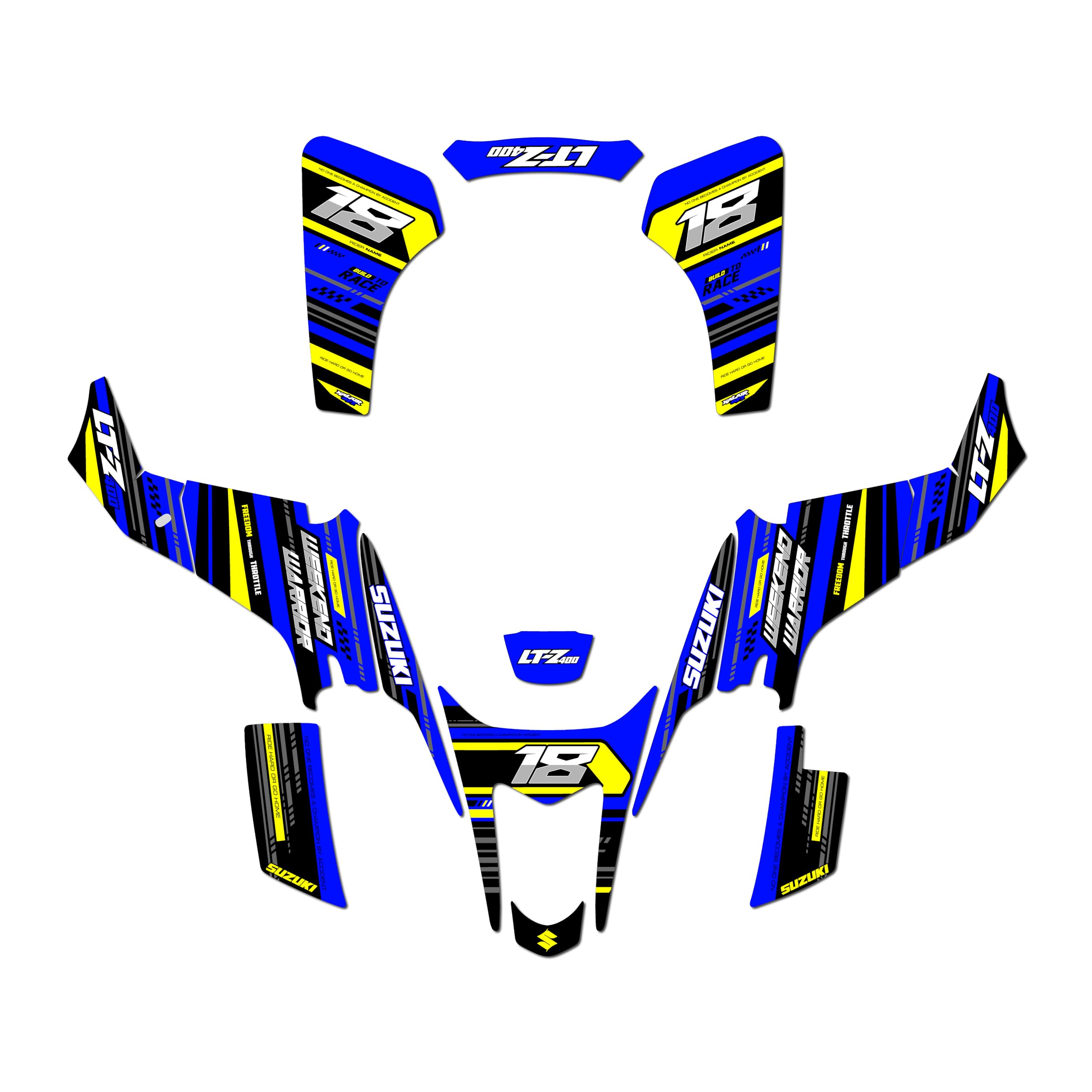 Kit de gráficos para Suzuki LTZ 400 (2003-2008) Warrior Series Blue 21 Mil – ATV UTV Dirt Bike Calcomanías de carreras de quad, accesorios de motocross, sin plásticos