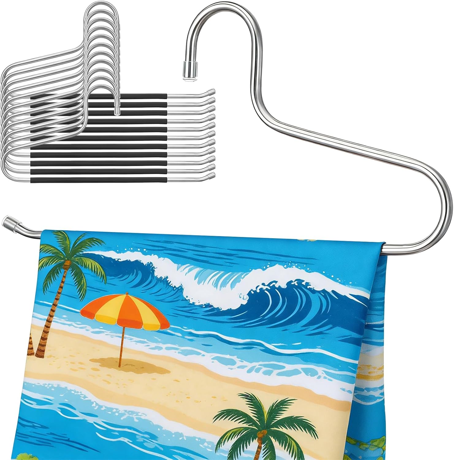 Quilt Hangers, Heavy Duty Hangers 20Pcs for Comforters Black Aluminum 15" | 20-pack quilt hangers, heavy duty hangers with 15-inch width. Black aluminum construction, non-slip surface
