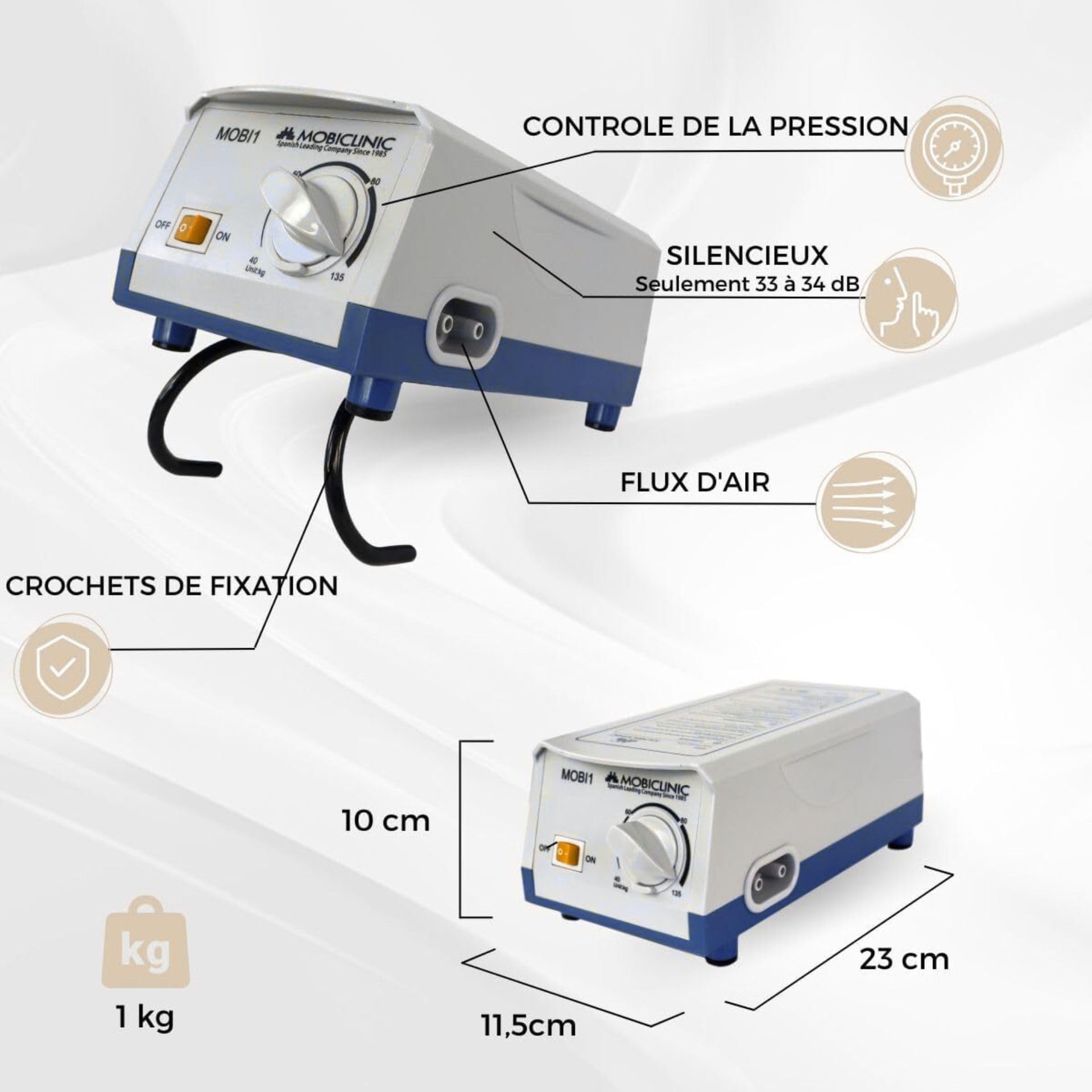 Matelas Anti-Escarres AERIO avec Moteur – Système à Pression Alternée, PVC Médical, 130 Alvéoles, Prévention Escarres, Pompe Silencieuse 50-150 mmHg – 135 kg