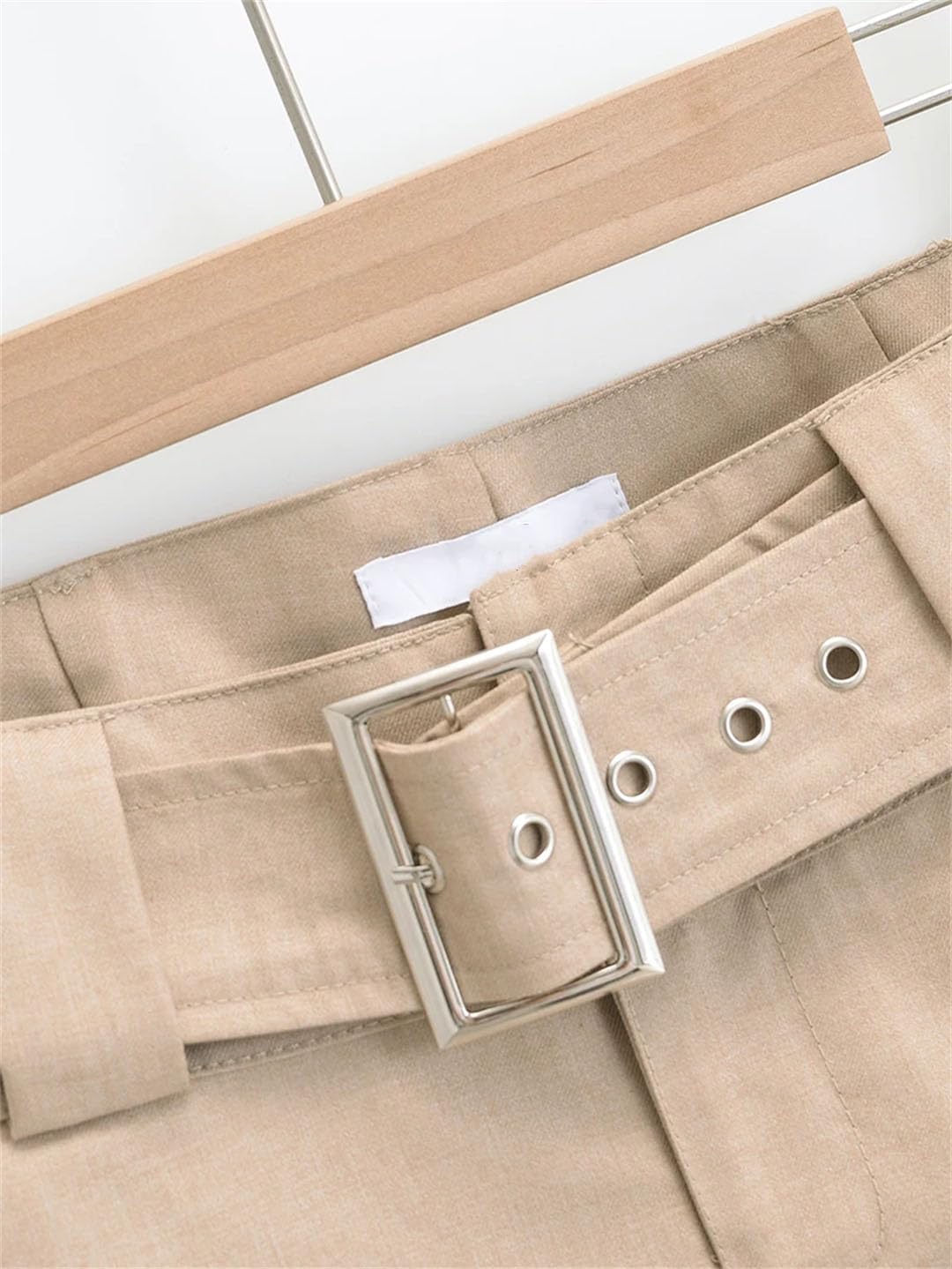 Women Vintage Cargo Skirts Solid Pockets Casual Skorts Mini Skirts with Belt