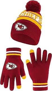 Adults NFL Official Super Soft Winter Beanie Knit Hat With Warm Touch Screen Gloves