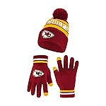 Ultra Game NFL Official Adults Unisex Super Soft Winter Beanie Knit Hat with Extra Warm Touch Screen Gloves, Kansas City Chiefs, Team Color 1, 1SIZE
