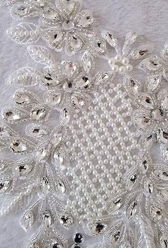 Miniatura 21 de Piedras de imitación hechas a mano de encaje apliques de costura a mano Parches Recorte para vestido Ropa Falda Escote Accesorios (negro)