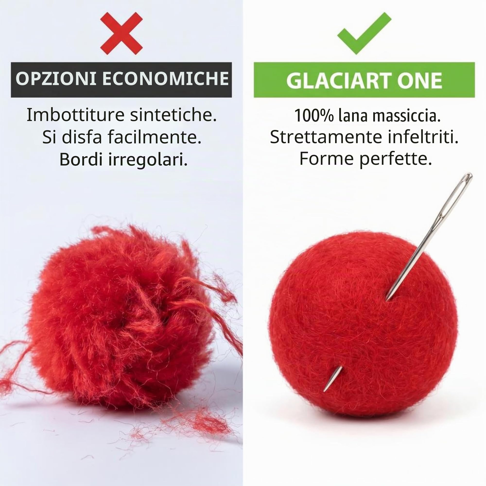 Glaciart One Felt Pom Poms, Palline di Feltro di Lana (120 Pezzi) 2 cm, Feltro Fatto a Mano 40 Colori (Rosso, Rosa, Nero, Bianco, Pastello e Altro) Sfuso Piccolo Puff per Infeltrimento e Ghirlanda