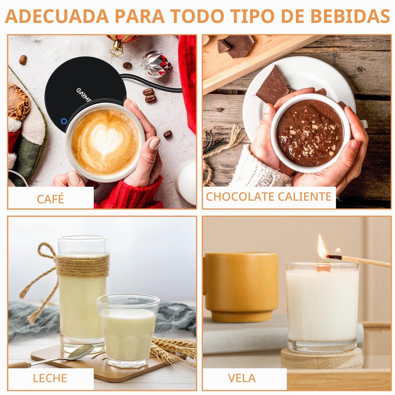 Calentador de Taza de café eléctrico, Calentadores de café Inteligentes para Escritorio de Oficina, Calentador de Taza con 2 ajustes de Temperatura, Calentador de té, té, Leche