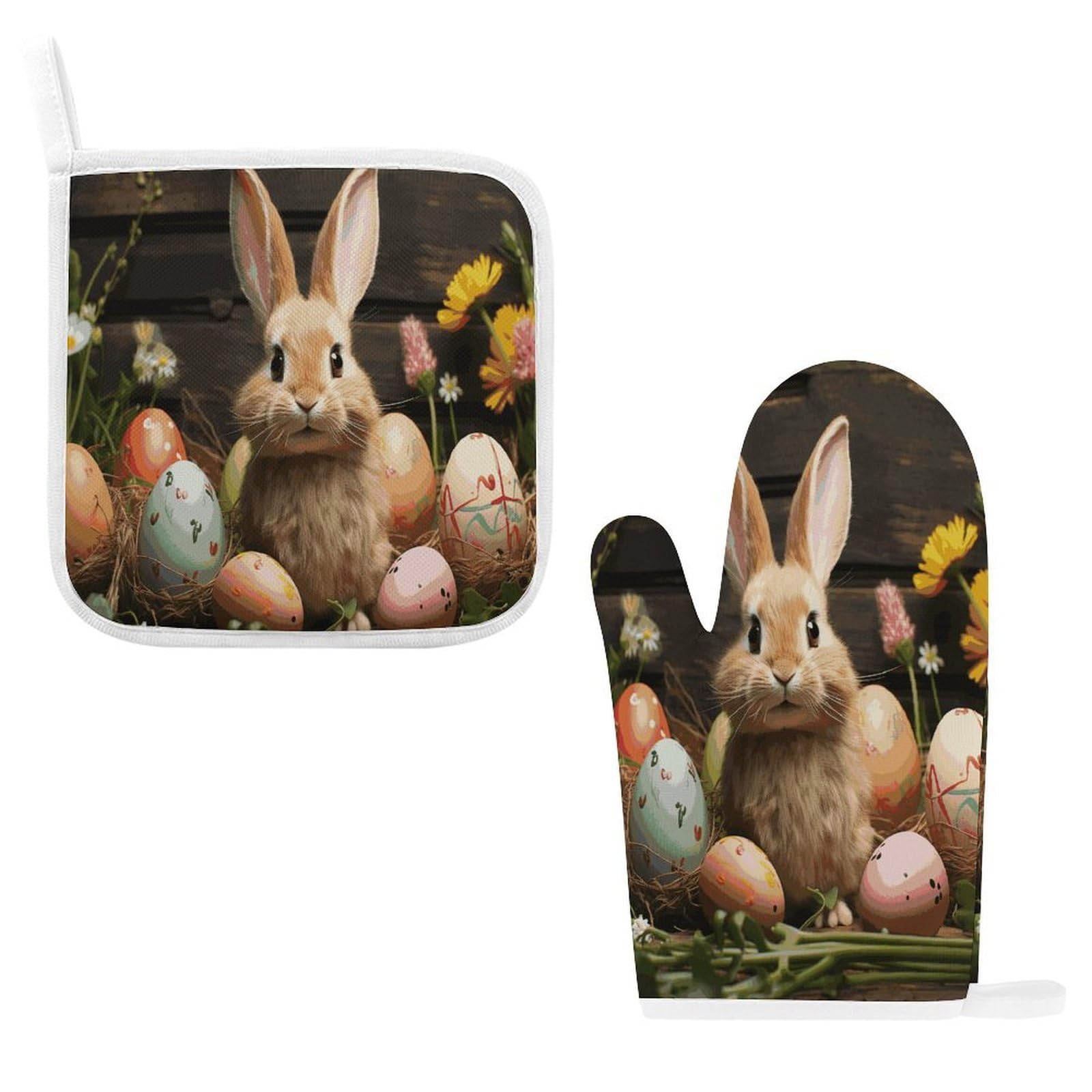 Fodpand Style Easter Egg Bunny Oven Mitts And Pot Holders Sets