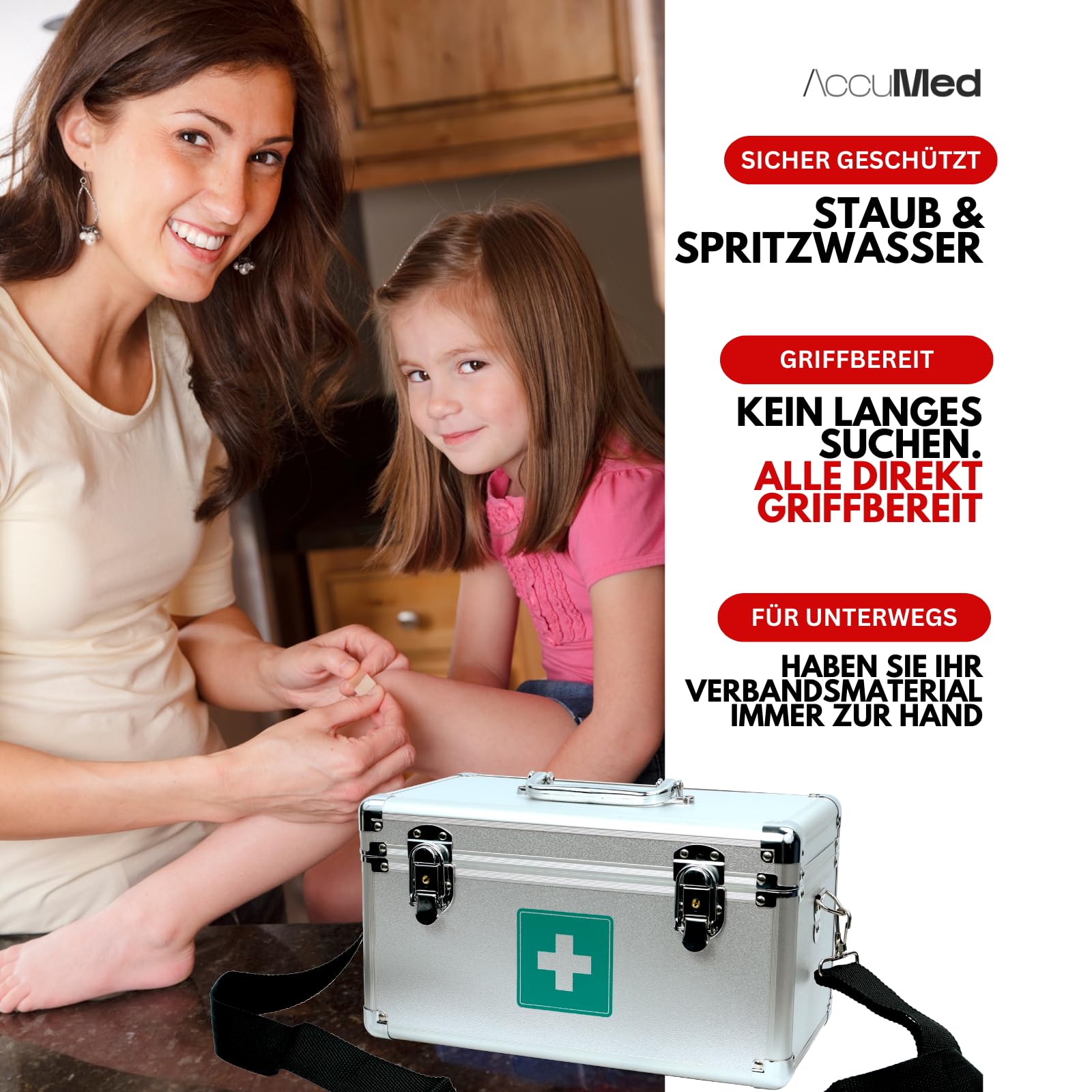 Magnet-Kauf Alu Medizinkoffer Erste Hilfe Koffer für Betriebe Sport Fussball Medizinbox leer abschließbar aus Metall Verbandskoffer Arzneikoffer