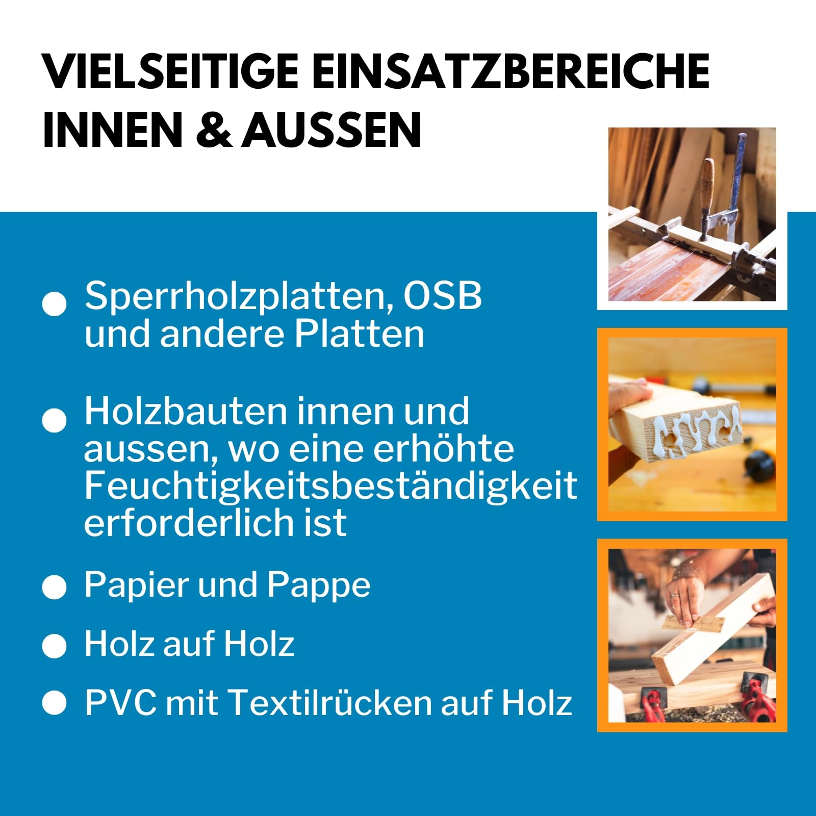 WOD24 Schnelltrocknender D3 Holzleim, wasserfest, für Hartholz und Weichholz, weiss - nach dem Aushärten transparent (5Kg Eimer)