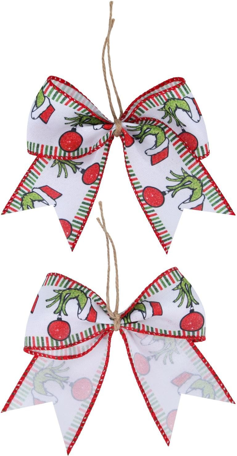 12 Pcs Red Green Christmas Ribbon Bows 6 Inch Funny Cartoon Character Christmas Wreath Bow for Xmas Tree Wreath Bows DIY Craft Decoration(Hand Style) - Image 3