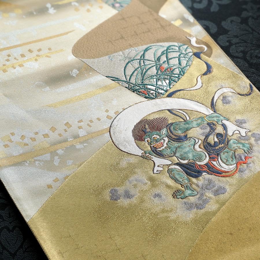 Amazon.co.jp: 袋帯 風神雷神 風雨草花図 本金引箔袋 西陣 とみや織物  