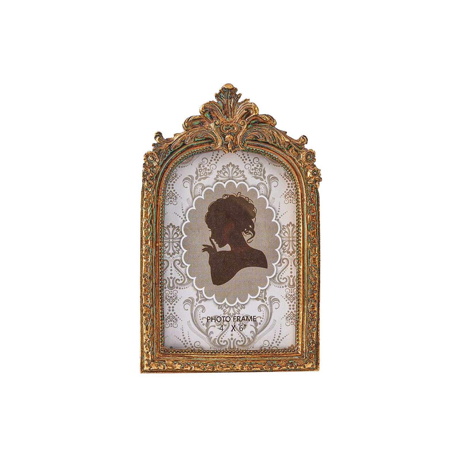 Tabletop Photo Display Frame, Vintage Arched Ornate Resin Picture Frame for Wedding and Family Portrait Home Decor Ornate Portrait Antique Tabletop Picture Holder Mantel Entryway Shelf Display Wedding