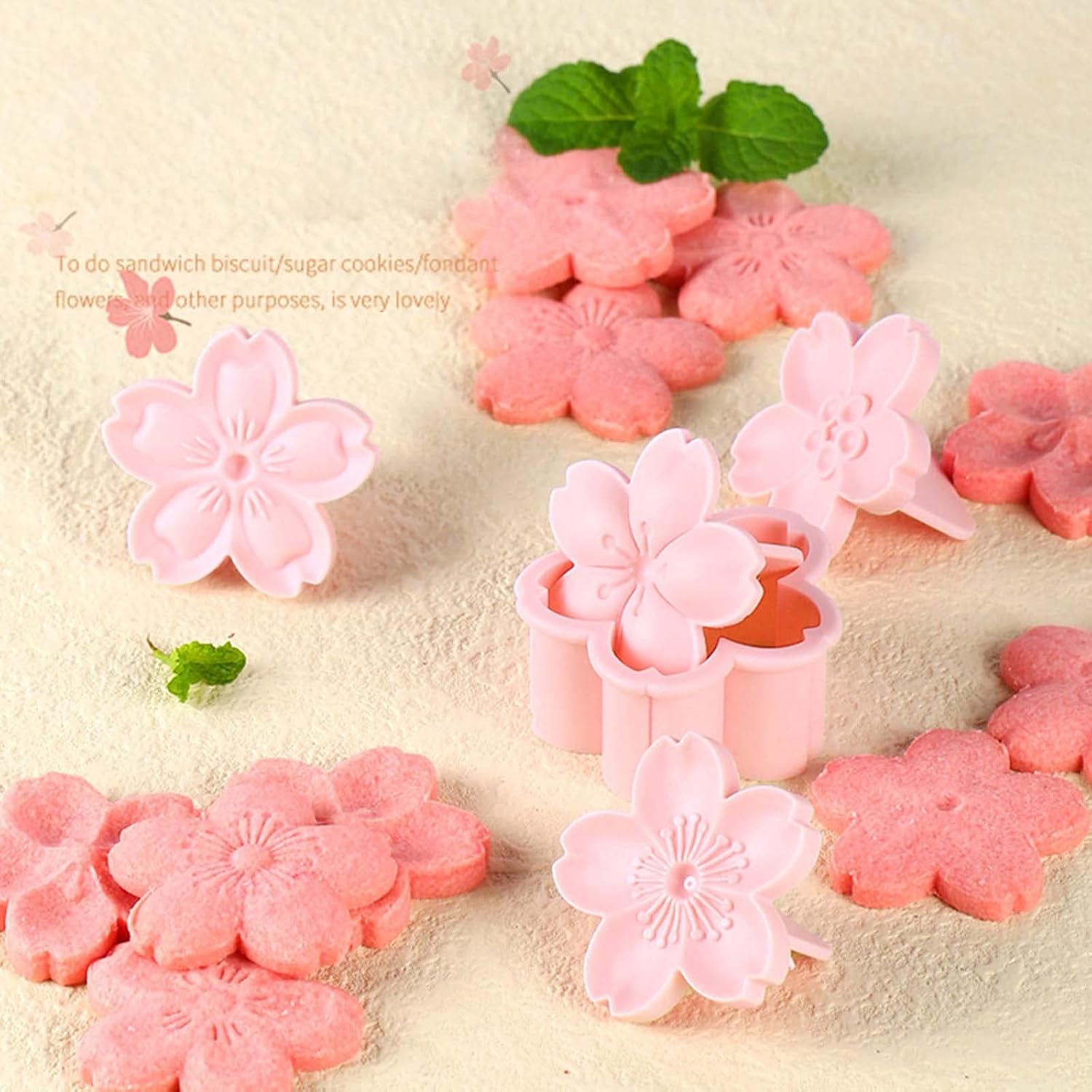 Cherry Blossom Cookie Moulds Cake Topper Sugar Craft Plunger Plastic Material