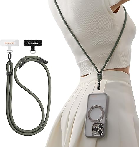 Miniatura 12 de TORRAS Cordón cruzado para teléfono con 2 pestañas para teléfono, correa ajustable antirrobo para todos los teléfonos, hebillas de metal premium,