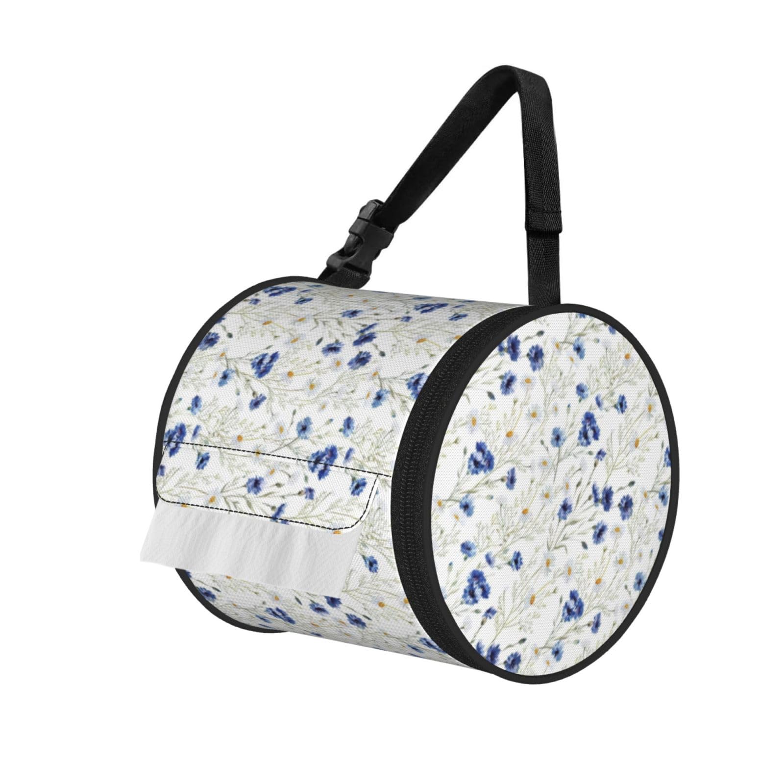 Wild Flowers and Cornflowers Daisies Print Cylindrical Tissue Holder Bathroom Car Home Office Kitchen Decor Versatile