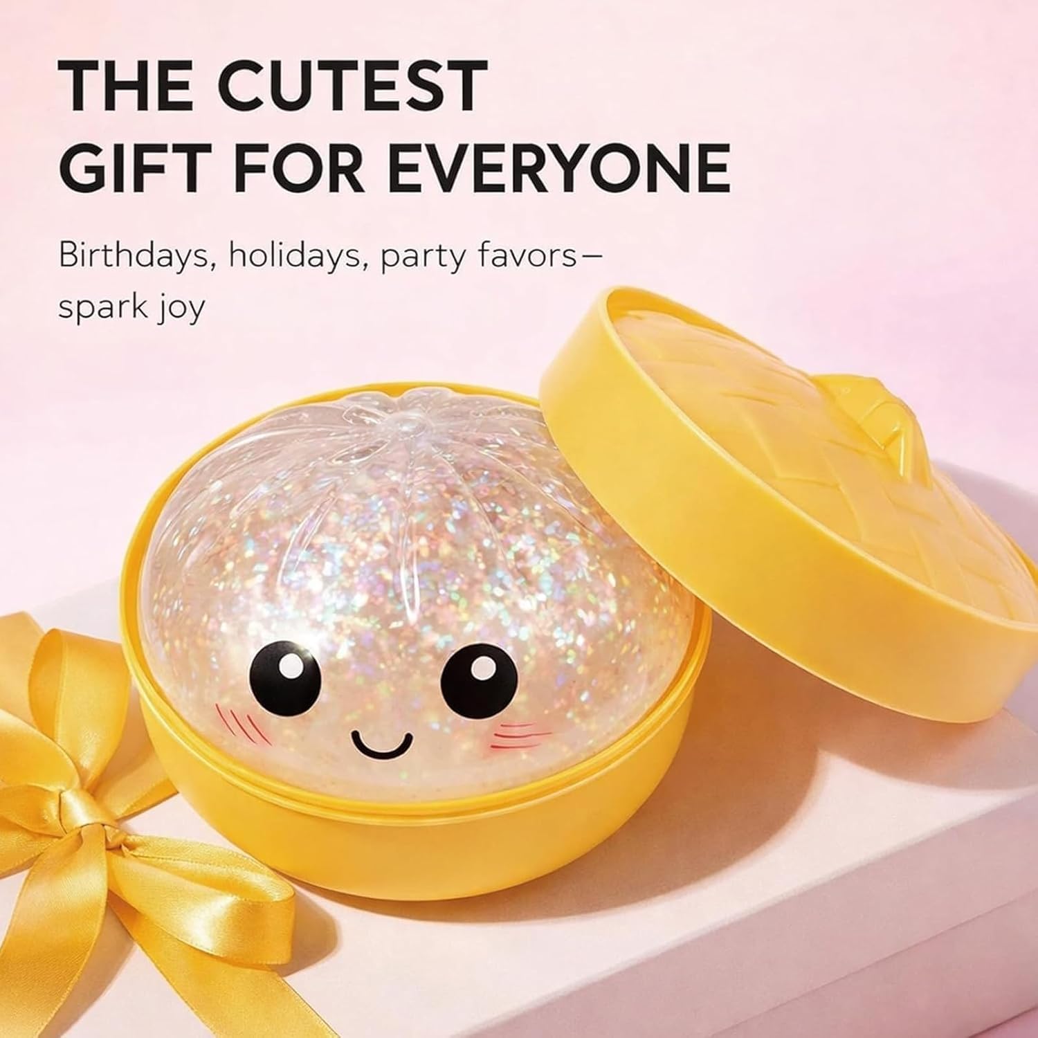 Glitter Dumpling, Glitter Dumpling Squishy Box, Dumplings Squishy for Stress Relief, Soft Squeeze Decompression Dough with Food Steamer — view 6
