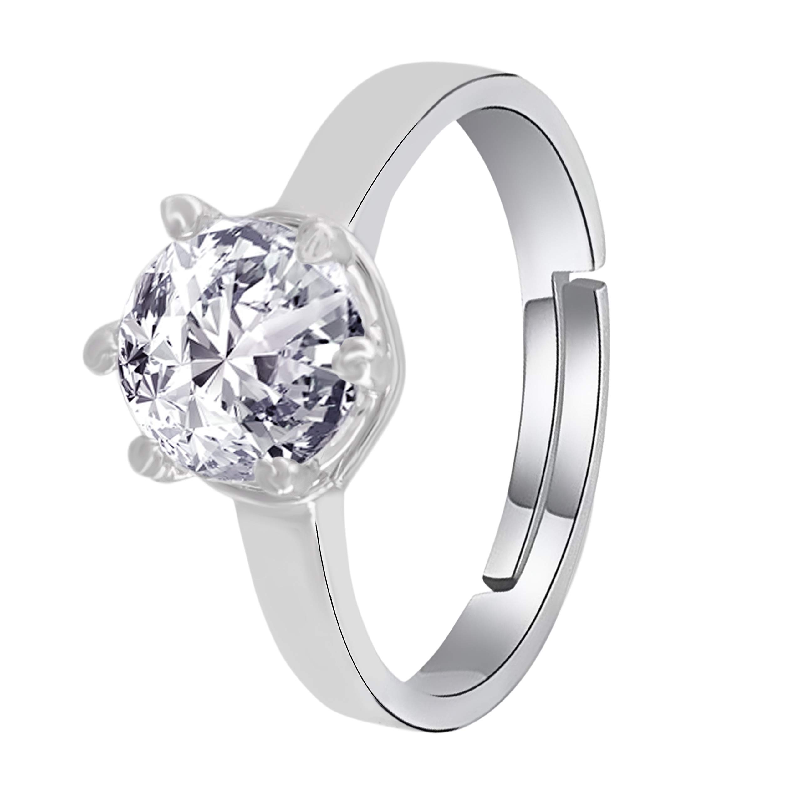 I Jewels Silver Plated Elegant CZ American Diamond Adjustable Finger Ring For Women (FL179) (B08NX22ZSY) Amazon Price History, Amazon Price Tracker