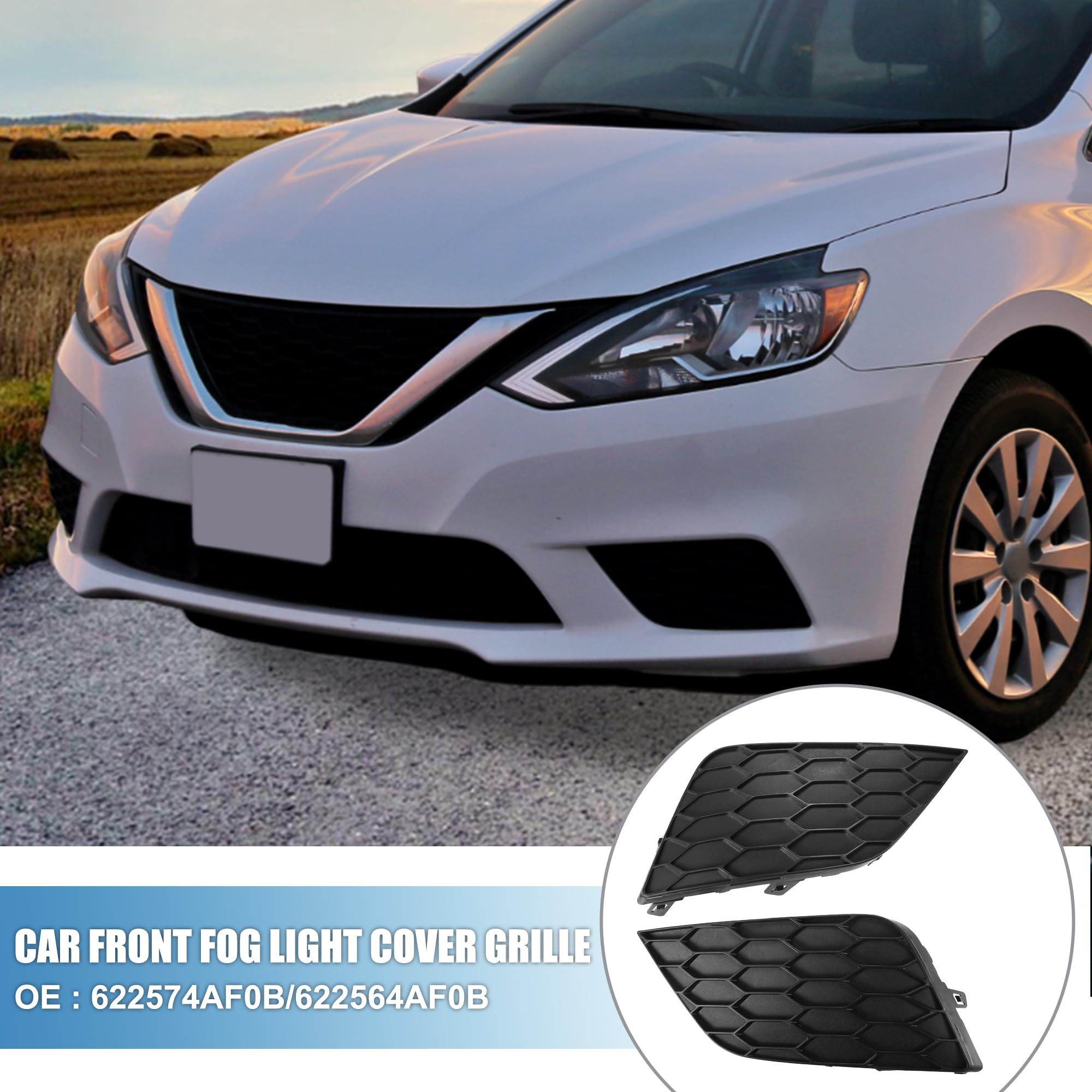 Right Passenger Side Fog Light Bezel Cover For 2013-2015 Nissan Sentra - Black