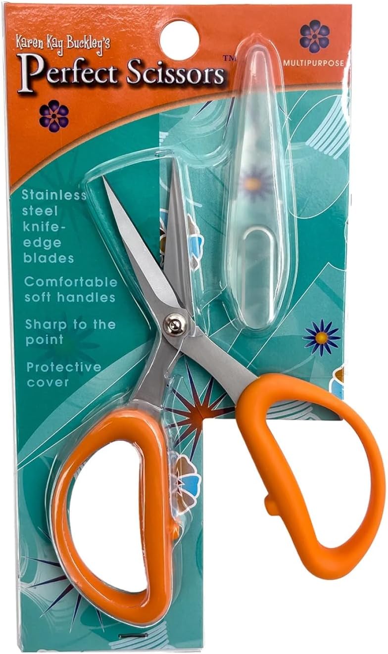 Karen Kay Buckley® Perfect Scissors™, Medium 5-inch #KKB025 Knife-Edge Multipurpose Stainless-Steel Blades for Cutting Template Plastic, Freezer Paper, Fabric, Quilting, Sewing, Patchwork, Crafts
