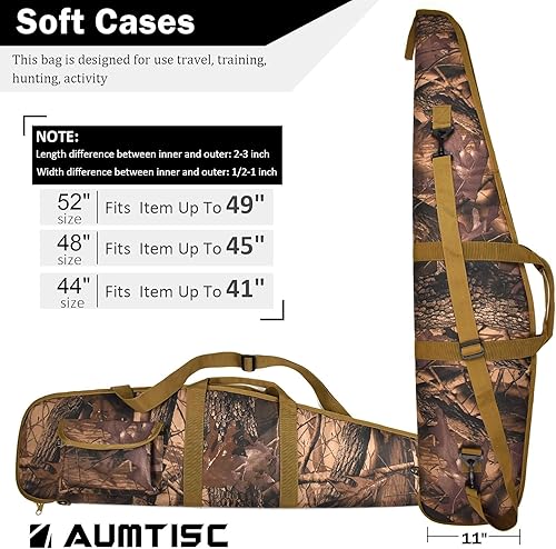 Miniatura 45 de AUMTISC Funda suave para pistola de rifle de 41/45/49 pulgadas, bolsa de transporte para rifles de alcance con bandolera ajustable Caqui