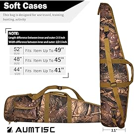 AUMTISC Soft Rifle Case, Shotgun Carrying Bag, Gun Cases for Scoped Rifles with Adjustable Shoulder Sling and Pocket, Tan 52