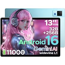 U13 Android 16 Tablet with Gemini AI,13 inch Tablet,11000mAh Battery,32GB+256GB,2.2Ghz Octa-Core Processor,90Hz Display Gaming Tablets,13MP+8MP,7.9mm Ultra-Thin Body,Face Unlock
