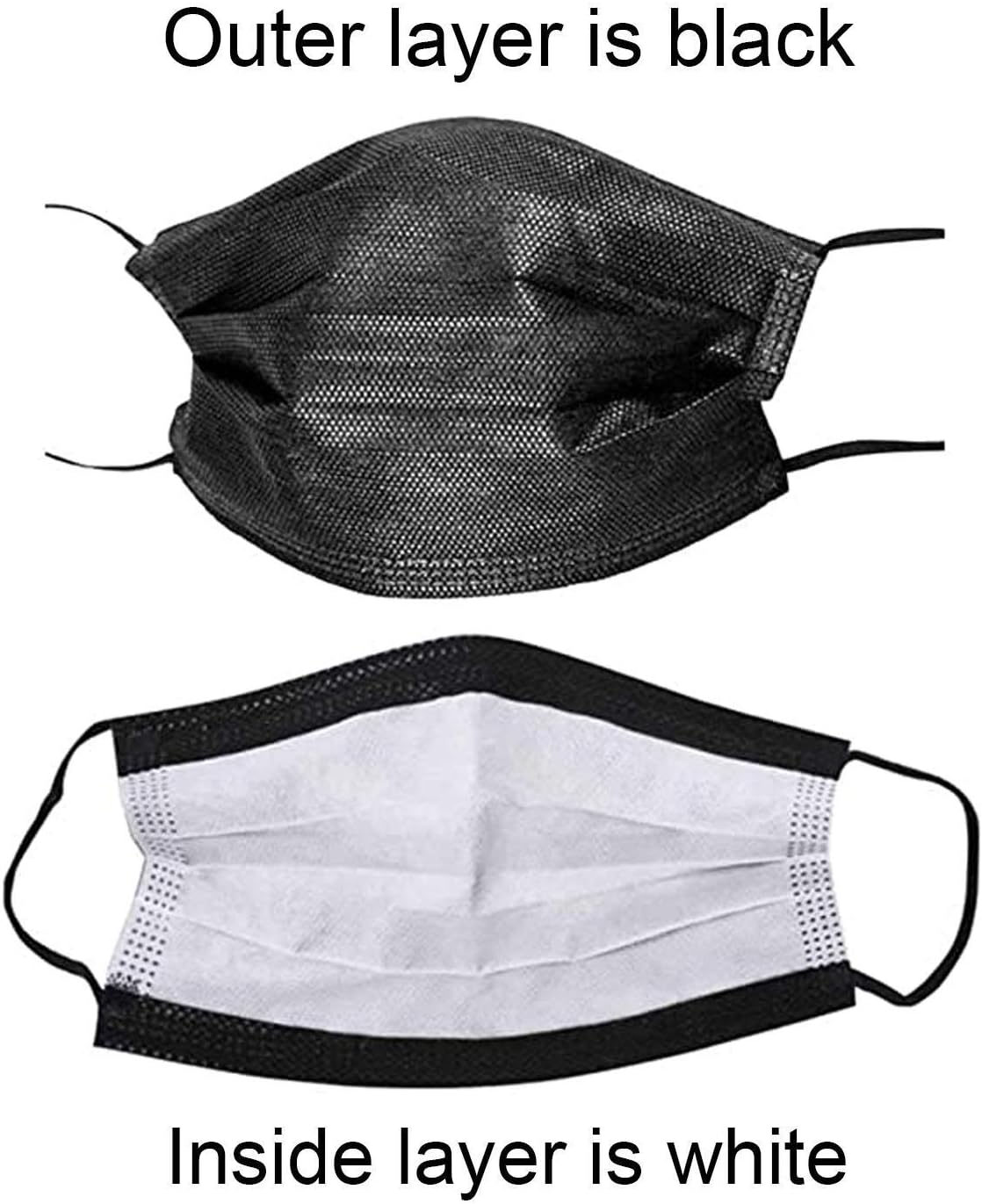 Wecolor 120 Pack Disposable Face Masks with Elastic Ear Loop, 3 Ply Breathable (Black)