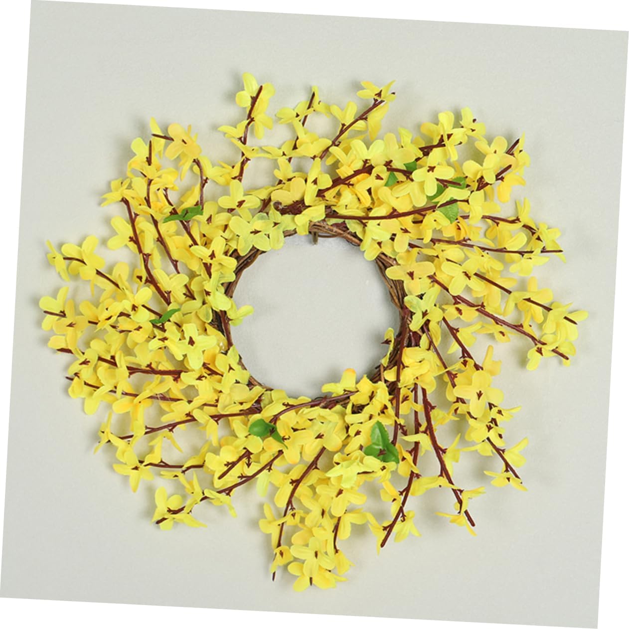 Unomor Home Floral Wreath Decor Artificial Jasiminum Nudiflorum Spring Hanging Garland for Wall Door Indoor and Outdoor Decoration Realistic Spring Flower Arrangement