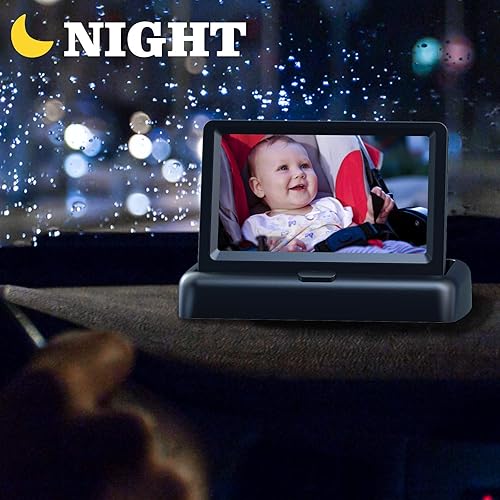 Miniatura 6 de Espejo de coche para bebé, monitor de cámara de bebé, cámara de seguridad para asiento de automóvil con 4.3 pulgadas HD, visión amplia y nítida,