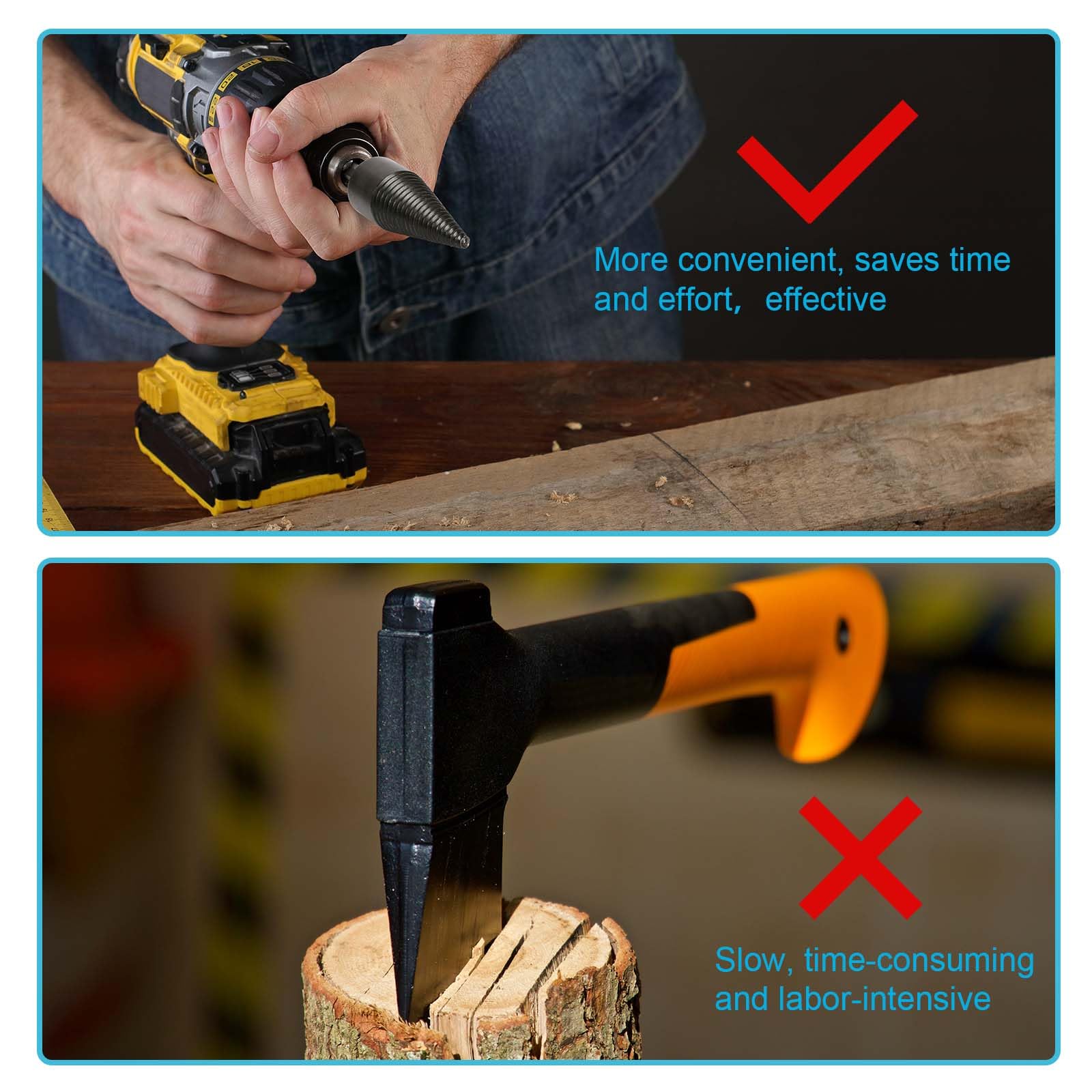 Foret Fendeur De Bûches 32mm Et 42mm - Conique Pour Fendre Bois Facilement Avec Perceuse