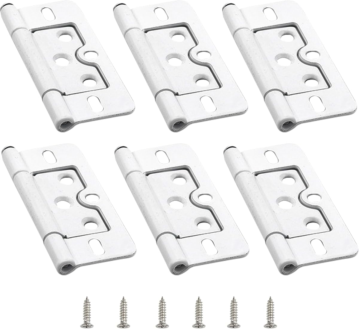 3 Inch Non-Mortise Hinges Iron Door Hinges White Heavy Duty Smooth Interior Door Hinge for Barn Doors, Cabinet Door, Garage Door, Front Door, French Door, Shower Door, 6pcs