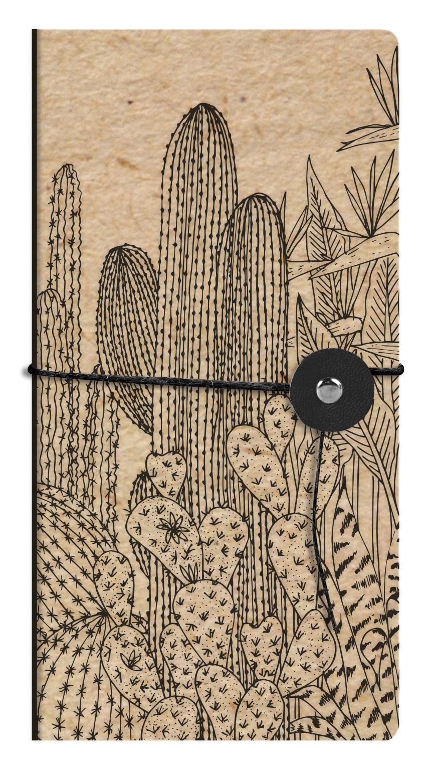 Clairefontaine 116043C - A Slim Notebook with Nature Pattern on Kraft Cover - 9x18cm 80 Plain Pages Ivory Paper 90g - Le Cerisier Blanc Collection - Mixed
