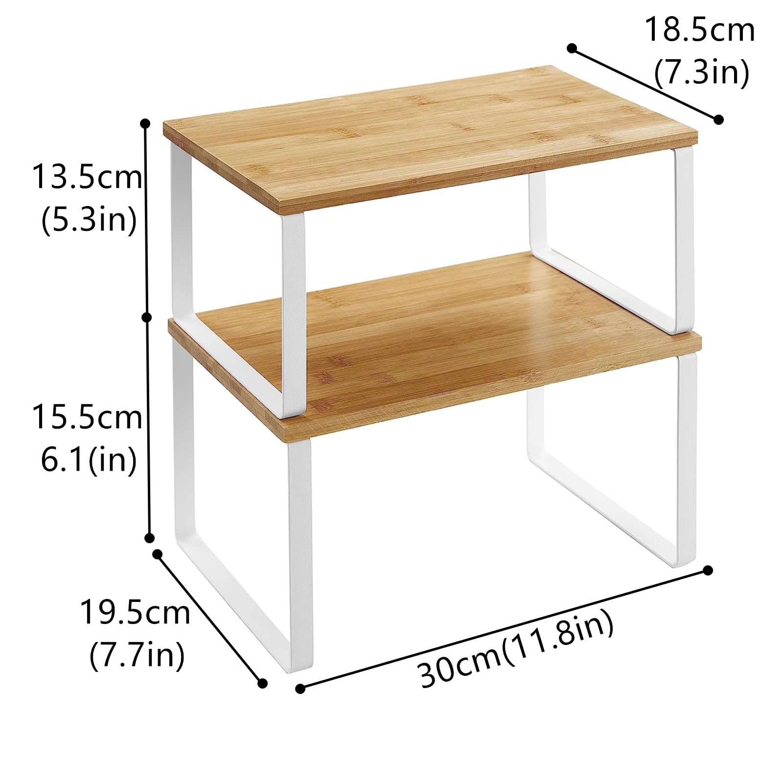 4 Pack Bamboo Kitchen Shelf Organizer for Closet, Expandable and Stackable Counter Cabinet Organizer, Storage Rack for Bathroom, Kitchen, Laundry Room