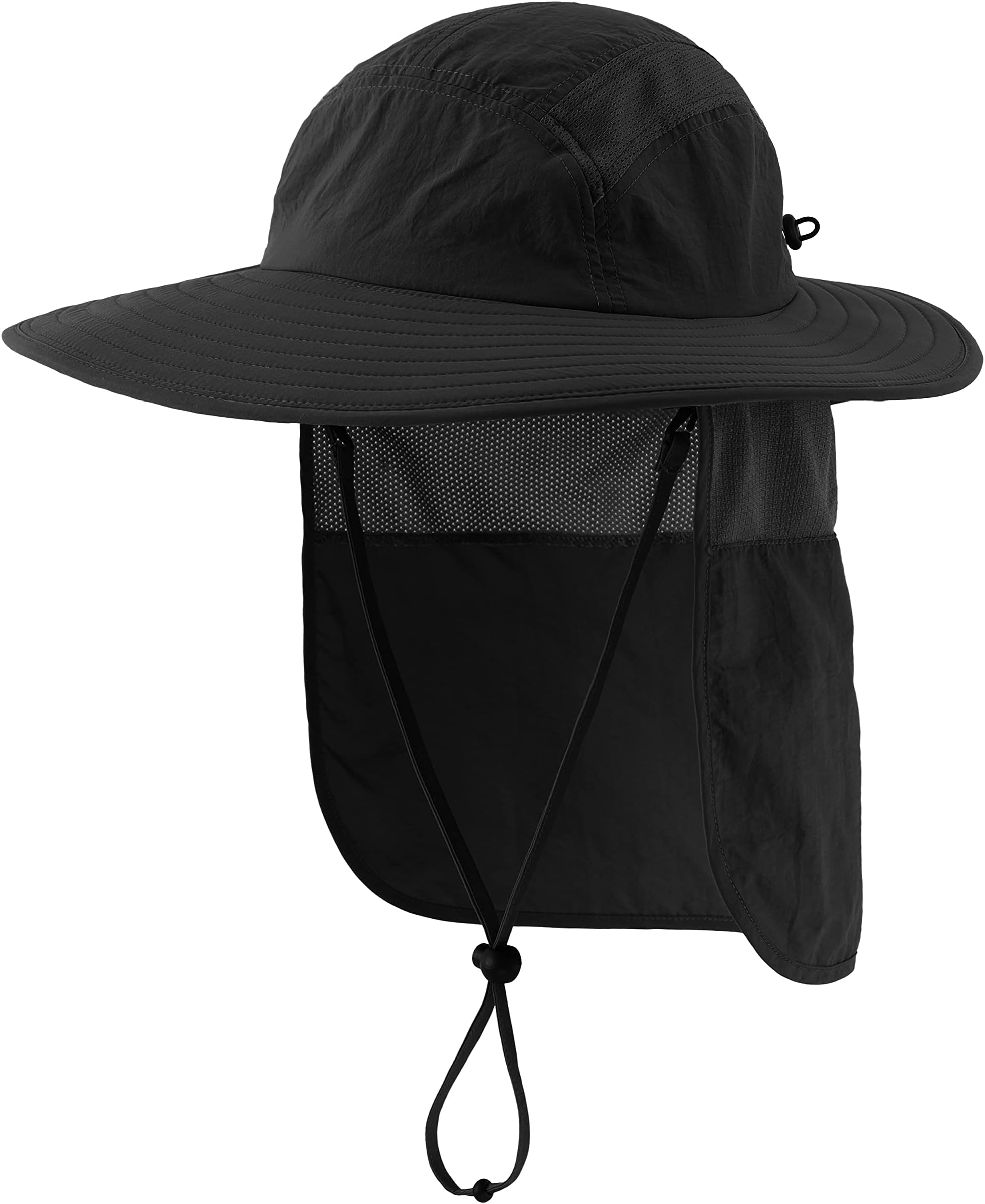 Home PreferMens UPF 50+ Sun Protection Cap Wide Brim Fishing Hat with Neck Flap
