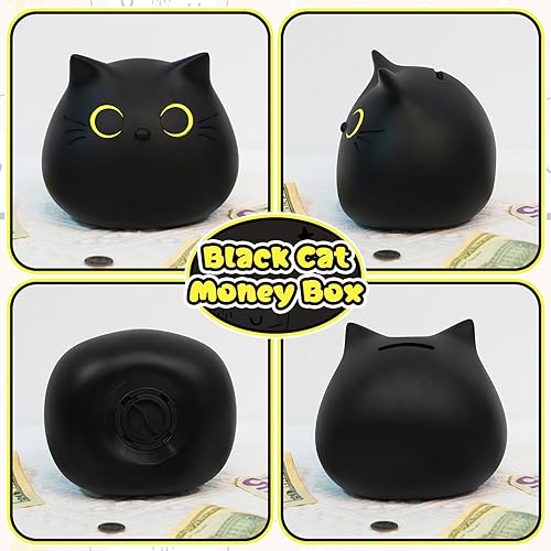Miniatura 6 de Alcancía de gato, alcancía para niños, alcancía para adultos, caja de dinero, irrompible, alcancía para niñas, banco de dinero de gato negro, para