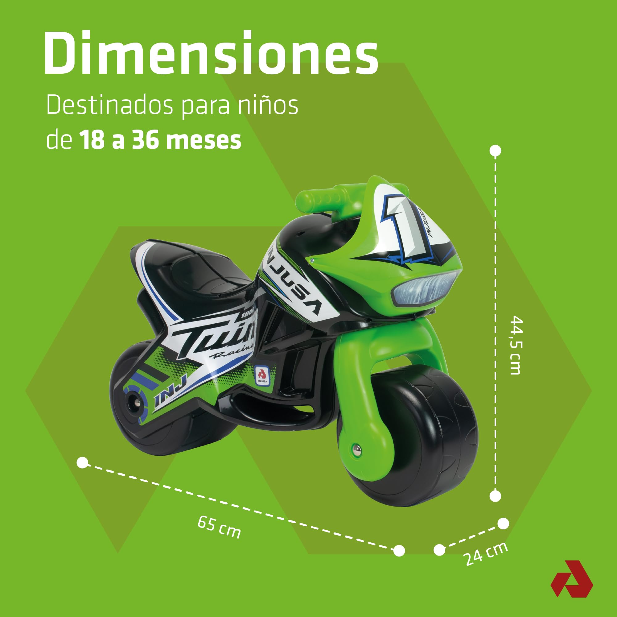 Correpasillos Bebe 1 Año 2 Años 3 Años - Moto Correpasillos para Bebe Twin Dessert Racing Negra - Moto Juguete Niña y Niño - Ruedas Anchas- Estable Ligera Ergonómica - Transporte Fácil - INJUSA — view 6
